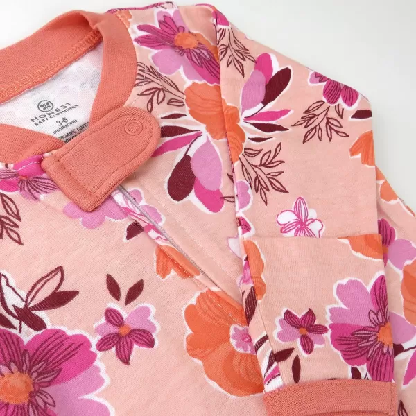 HonestBaby Footed Sleep amp Play Pajamas Organic Cotton for Infant Baby Girls LEGACY2 Dreamy Floral Pink Peach