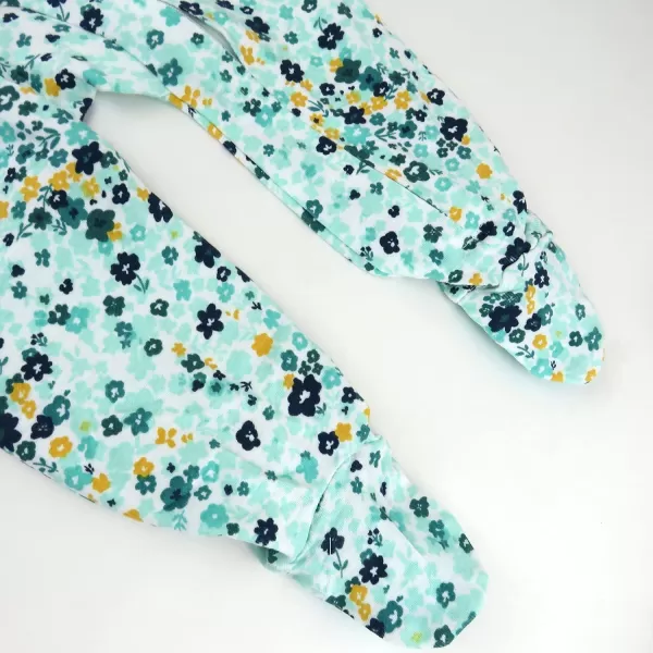 HonestBaby Footed Sleep amp Play Pajamas Organic Cotton for Infant Baby Girls LEGACY2 Floral Clusters Aqua Blue
