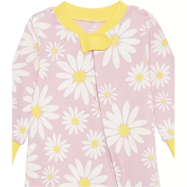 HonestBaby Footed Sleep amp Play Pajamas Organic Cotton for Infant Baby Girls LEGACY2 Jumbo Daisy Lavender