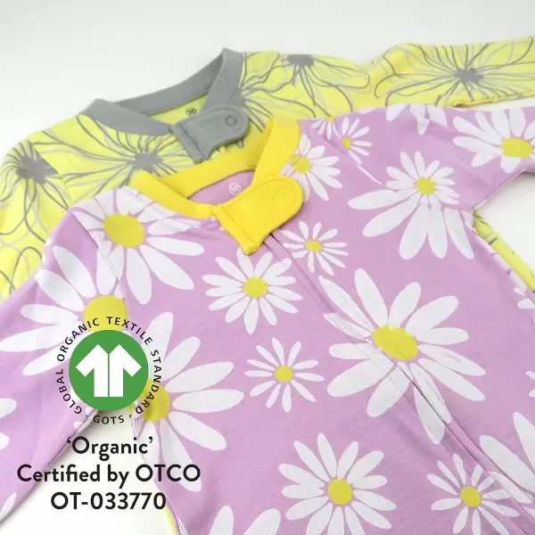 HonestBaby Footed Sleep amp Play Pajamas Organic Cotton for Infant Baby Girls LEGACY2 Jumbo Daisy Lavender
