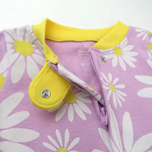 HonestBaby Footed Sleep amp Play Pajamas Organic Cotton for Infant Baby Girls LEGACY2 Jumbo Daisy Lavender