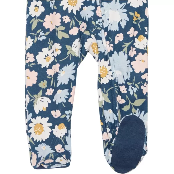 HonestBaby Footed Sleep amp Play Pajamas Organic Cotton for Infant Baby Girls LEGACY2 Painterly Blue Floral