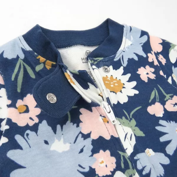 HonestBaby Footed Sleep amp Play Pajamas Organic Cotton for Infant Baby Girls LEGACY2 Painterly Floral Navy