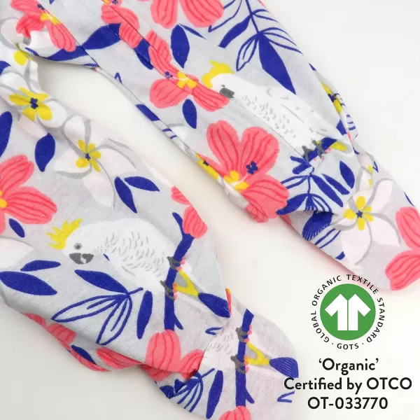 HonestBaby Footed Sleep amp Play Pajamas Organic Cotton for Infant Baby Girls LEGACY2 Palm Leaves Pink Coral