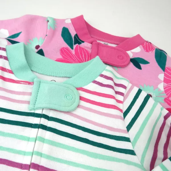 HonestBaby Footed Sleep amp Play Pajamas Organic Cotton for Infant Baby Girls LEGACY2 Water Lilly Lavender