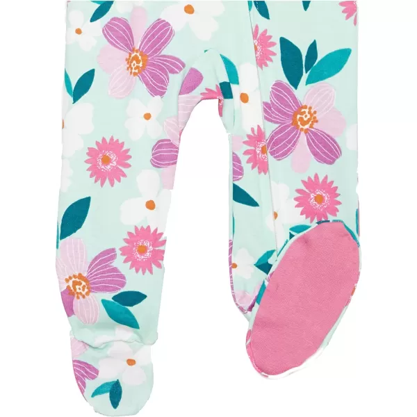 HonestBaby Footed Sleep amp Play Pajamas Organic Cotton for Infant Baby Girls LEGACY2 Water Lilly Mint