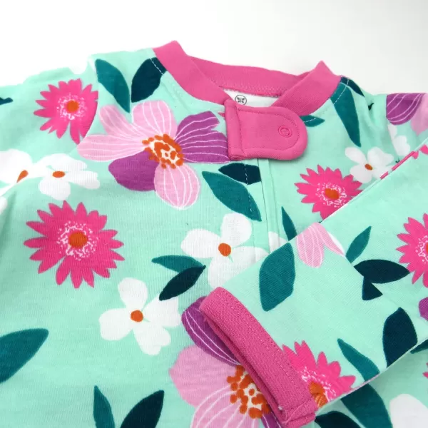 HonestBaby Footed Sleep amp Play Pajamas Organic Cotton for Infant Baby Girls LEGACY2 Water Lilly Mint