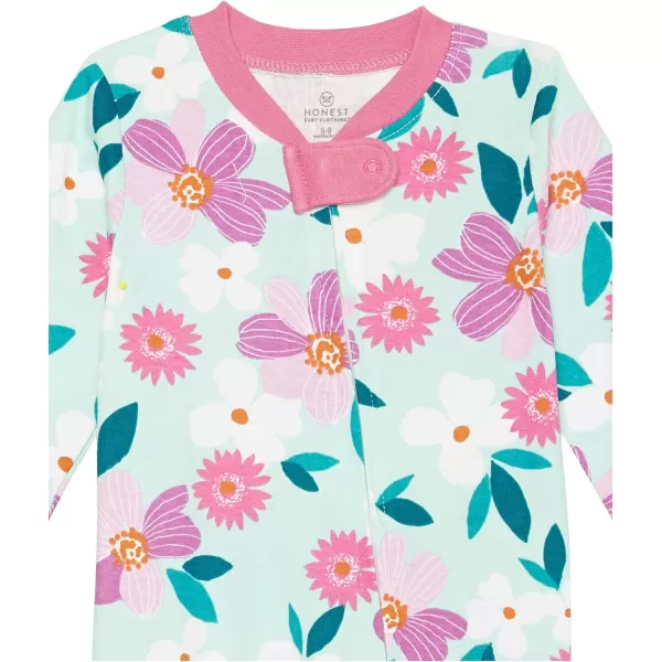 HonestBaby Footed Sleep amp Play Pajamas Organic Cotton for Infant Baby Girls LEGACY2 Water Lilly Mint