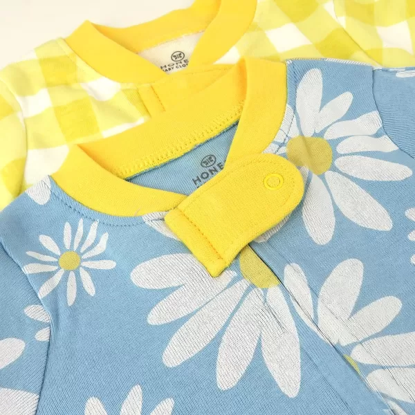 HonestBaby Footed Sleep amp Play Pajamas Organic Cotton for Infant Baby Girls LEGACY2 Yellow Painted Buffalo Check
