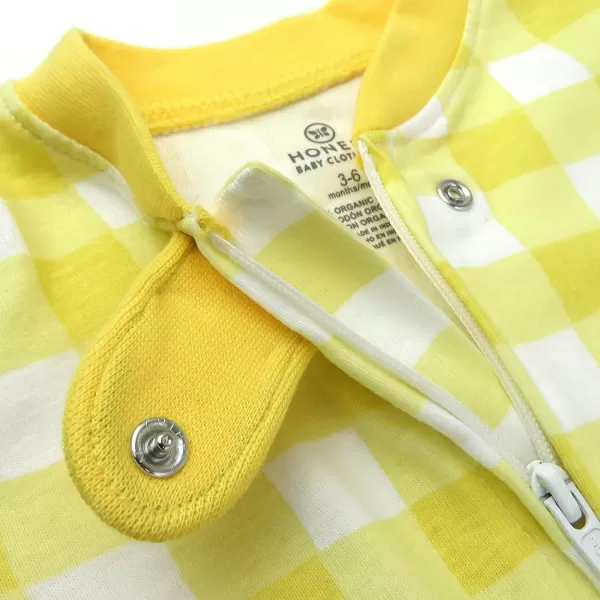 HonestBaby Footed Sleep amp Play Pajamas Organic Cotton for Infant Baby Girls LEGACY2 Yellow Painted Buffalo Check