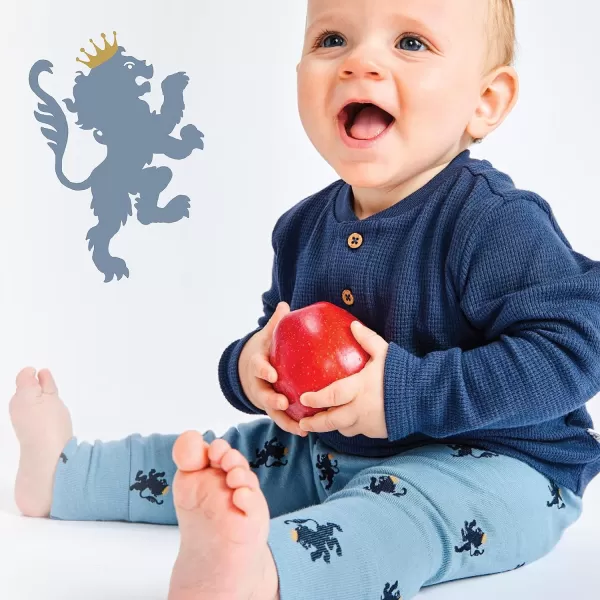 HonestBaby Honest Pants Joggers Pull on 100 Organic Cotton for Infant Baby and Toddler Boys Girls Unisex2pack Blue Lion Crest