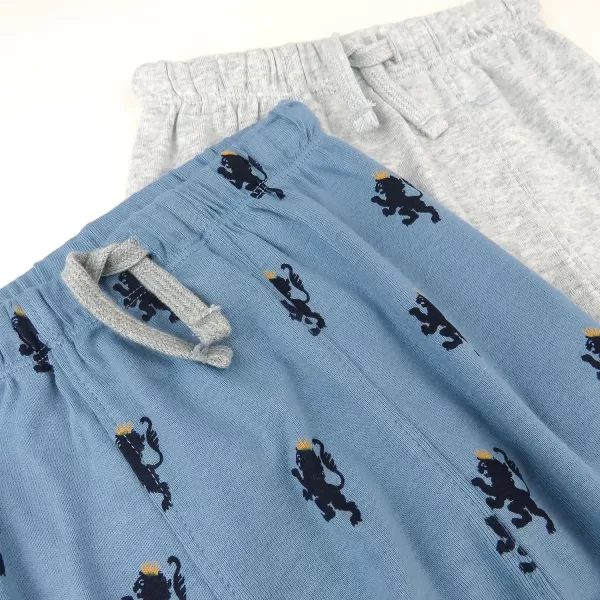 HonestBaby Honest Pants Joggers Pull on 100 Organic Cotton for Infant Baby and Toddler Boys Girls Unisex2pack Blue Lion Crest