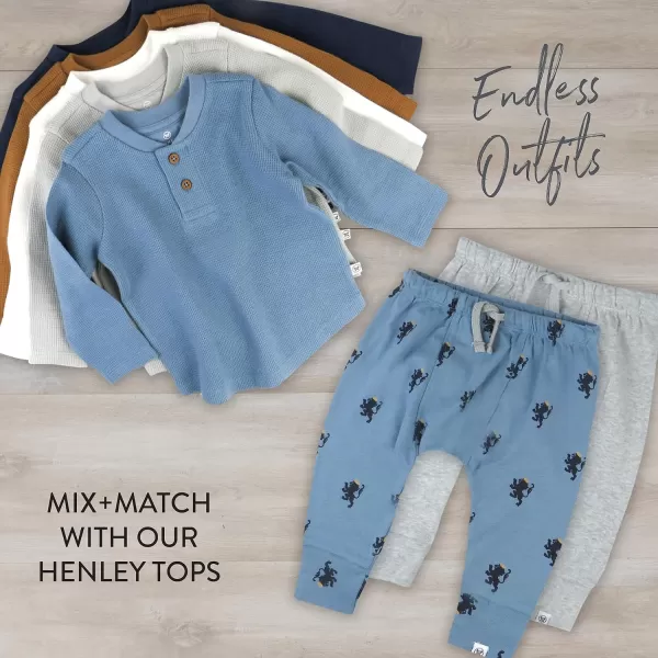 HonestBaby Honest Pants Joggers Pull on 100 Organic Cotton for Infant Baby and Toddler Boys Girls Unisex2pack Blue Lion Crest