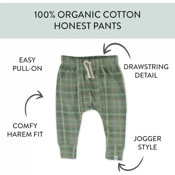 HonestBaby Honest Pants Joggers Pull on 100 Organic Cotton for Infant Baby and Toddler Boys Girls Unisex2pack Sandy Plaid