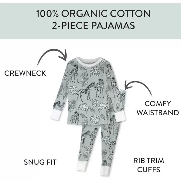 HonestBaby Multipack 2Piece Pajamas Sleepwear Pjs 100 Organic Cotton for Infant Baby and Toddler GirlsBaby Zebra Camo