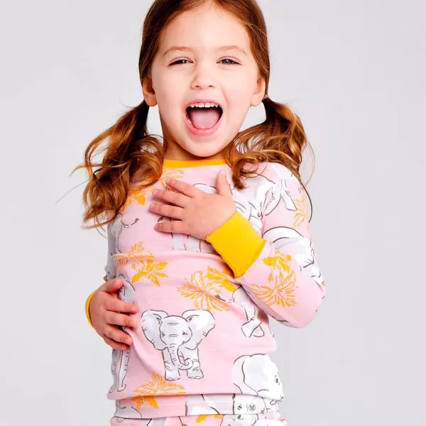 HonestBaby Multipack 2Piece Pajamas Sleepwear Pjs 100 Organic Cotton for Infant Baby and Toddler GirlsBoumbi Pink Elephant