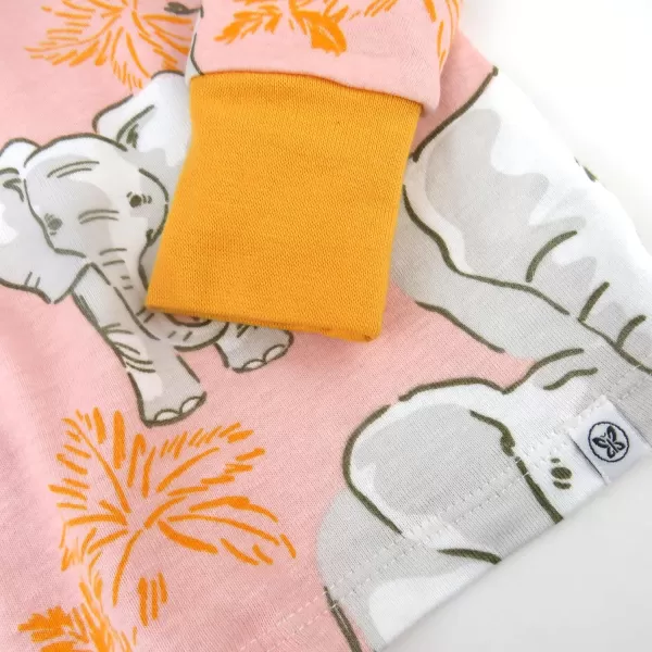 HonestBaby Multipack 2Piece Pajamas Sleepwear Pjs 100 Organic Cotton for Infant Baby and Toddler GirlsBoumbi Pink Elephant