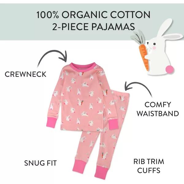 HonestBaby Multipack 2Piece Pajamas Sleepwear Pjs 100 Organic Cotton for Infant Baby and Toddler GirlsHop