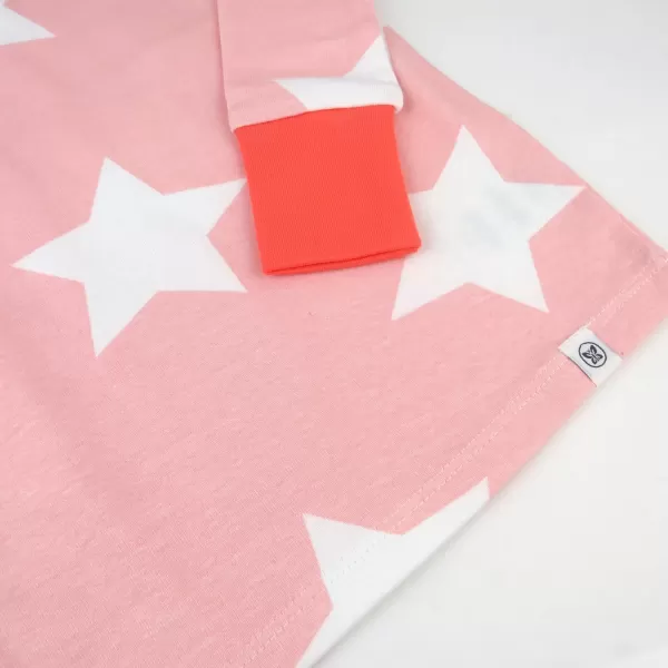 HonestBaby Multipack 2Piece Pajamas Sleepwear Pjs 100 Organic Cotton for Infant Baby and Toddler GirlsJumbo Star Pink