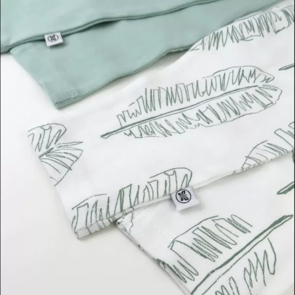 HonestBaby Multipack Harem Pants Roomy Fit Pull on Bottoms 100 Organic Cotton for Infant Baby Boys Girls Unisex2pack Jumbo Leaf Sage