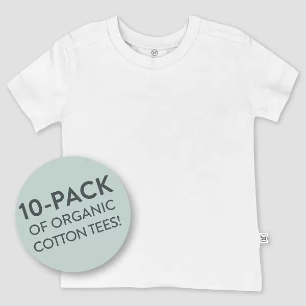 HonestBaby Multipack Short Sleeve TShirt Tee 100 Organic Cotton Infant Baby Toddler Little Kids Boys Girls Unisex10pack Bright White