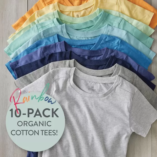 HonestBaby Multipack Short Sleeve TShirt Tee 100 Organic Cotton Infant Baby Toddler Little Kids Boys Girls Unisex10pack Rainbow Boy