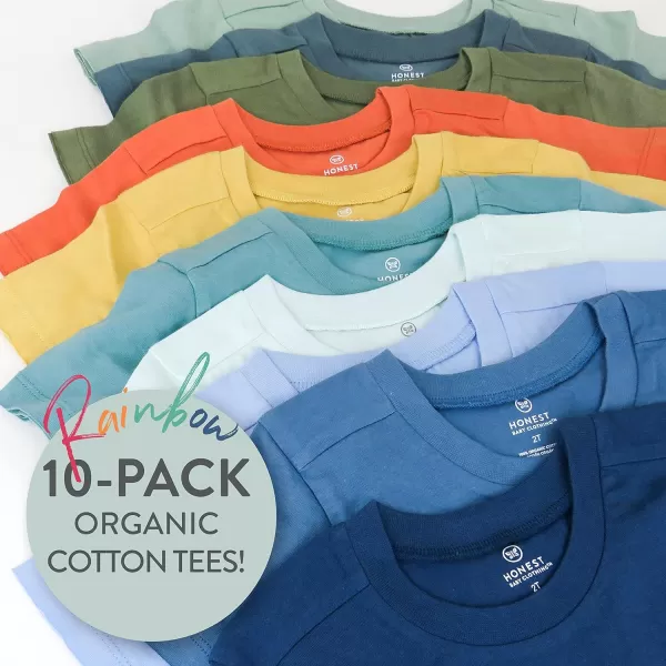 HonestBaby Multipack Short Sleeve TShirt Tee 100 Organic Cotton Infant Baby Toddler Little Kids Boys Girls Unisex10pack Rainbow Gems Blues