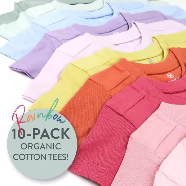 HonestBaby Multipack Short Sleeve TShirt Tee 100 Organic Cotton Infant Baby Toddler Little Kids Boys Girls Unisex10pack Rainbow Gems Pinks
