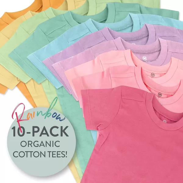 HonestBaby Multipack Short Sleeve TShirt Tee 100 Organic Cotton Infant Baby Toddler Little Kids Boys Girls Unisex10pack Rainbow Girl