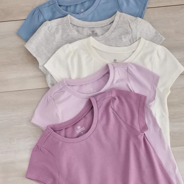 HonestBaby Multipack Short Sleeve TShirt Tee 100 Organic Cotton Infant Baby Toddler Little Kids Boys Girls Unisex5pack Dusty Purple