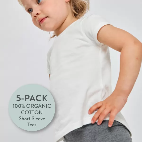 HonestBaby Multipack Short Sleeve TShirt Tee 100 Organic Cotton Infant Baby Toddler Little Kids Boys Girls Unisex5pack Dusty Purple