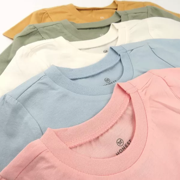 HonestBaby Multipack Short Sleeve TShirt Tee 100 Organic Cotton Infant Baby Toddler Little Kids Boys Girls Unisex5pack Golden Kiss