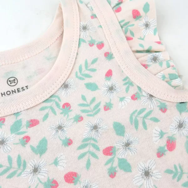 HonestBaby Multipack Short Sleeve TShirt Tee 100 Organic Cotton Infant Baby Toddler Little Kids Boys Girls Unisex5pack Strawberry Pink Floral