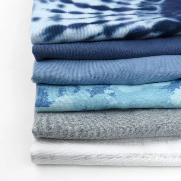 HonestBaby Multipack Short Sleeve TShirt Tee 100 Organic Cotton Infant Baby Toddler Little Kids Boys Girls Unisex6pack Tie Dye Blues
