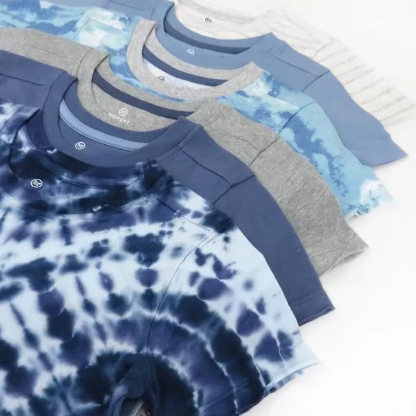 HonestBaby Multipack Short Sleeve TShirt Tee 100 Organic Cotton Infant Baby Toddler Little Kids Boys Girls Unisex6pack Tie Dye Blues