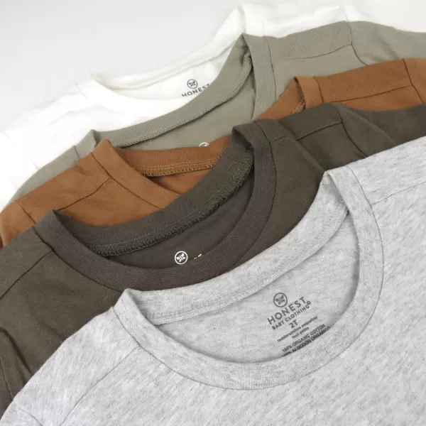 HonestBaby Multipack Short Sleeve TShirt Tee 100 Organic Cotton Infant Baby Toddler Little Kids Boys Girls UnisexEarth Tones