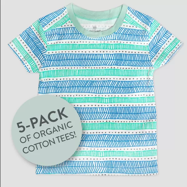 HonestBaby Multipack Short Sleeve TShirt Tee 100 Organic Cotton Infant Baby ToddlerLittle Kids Boys GirlsUnisexLegacy5pack Dots amp Dashes