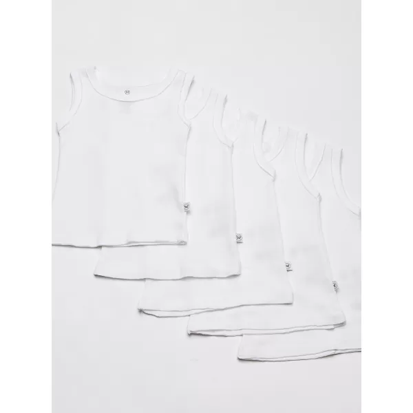HonestBaby Muscle Tee Sleeveless TShirt Multipack Organic Cotton for Infant Baby  Toddler Unisex Boys  Girls5pack Bright White