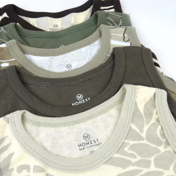 HonestBaby Muscle Tee Sleeveless TShirt Multipack Organic Cotton for Infant Baby  Toddler Unisex Boys  Girls5pack Safari Brown