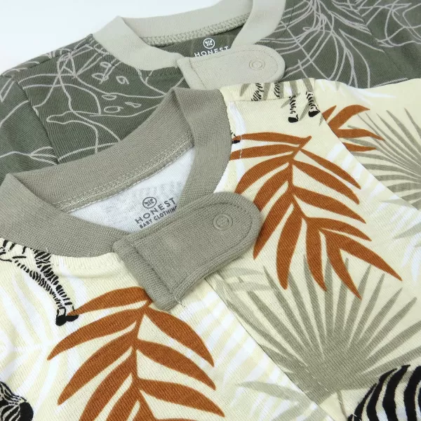 HonestBaby NonSlip Footed Pajamas OnePiece Sleeper Jumpsuit ZipFront 100 Organic Cotton Pjs for Baby Boys Legacy2pack Avocado Leaf