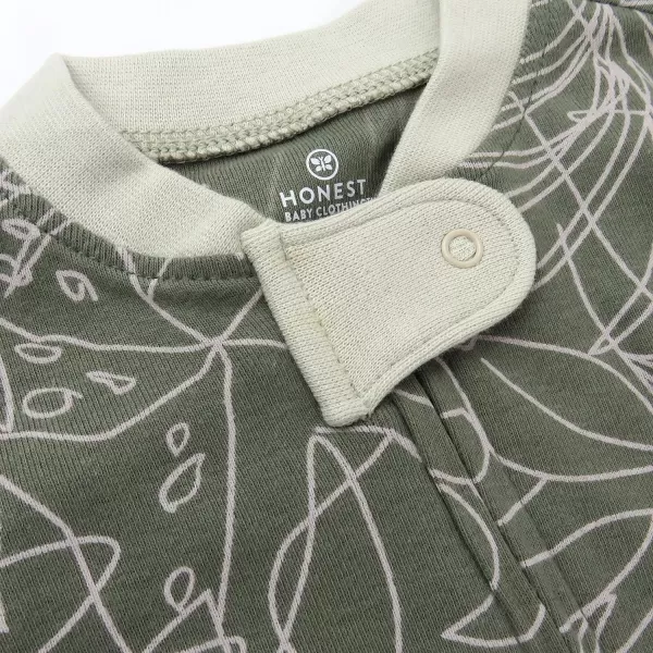 HonestBaby NonSlip Footed Pajamas OnePiece Sleeper Jumpsuit ZipFront 100 Organic Cotton Pjs for Baby Boys Legacy2pack Avocado Leaf