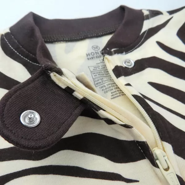 HonestBaby NonSlip Footed Pajamas OnePiece Sleeper Jumpsuit ZipFront 100 Organic Cotton Pjs for Baby Boys Legacy2pack Brown Zebra