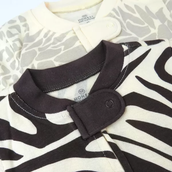 HonestBaby NonSlip Footed Pajamas OnePiece Sleeper Jumpsuit ZipFront 100 Organic Cotton Pjs for Baby Boys Legacy2pack Brown Zebra