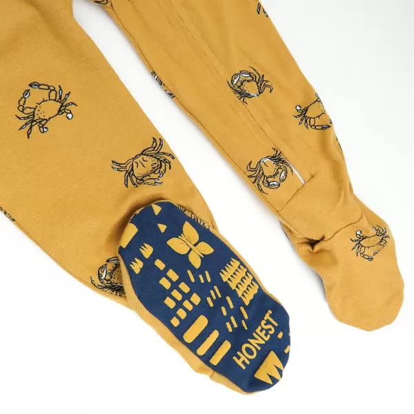 HonestBaby NonSlip Footed Pajamas OnePiece Sleeper Jumpsuit ZipFront 100 Organic Cotton Pjs for Baby Boys Legacy2pack Crabs