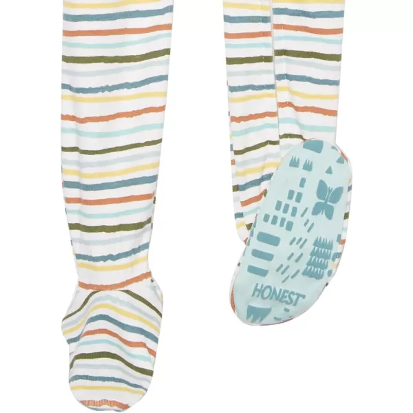 HonestBaby NonSlip Footed Pajamas OnePiece Sleeper Jumpsuit ZipFront 100 Organic Cotton Pjs for Baby Boys Legacy2pack Hand Drawn Stripe