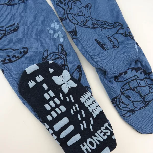 HonestBaby NonSlip Footed Pajamas OnePiece Sleeper Jumpsuit ZipFront 100 Organic Cotton Pjs for Baby Boys Legacy2pack Jurassic Turtle Indigo