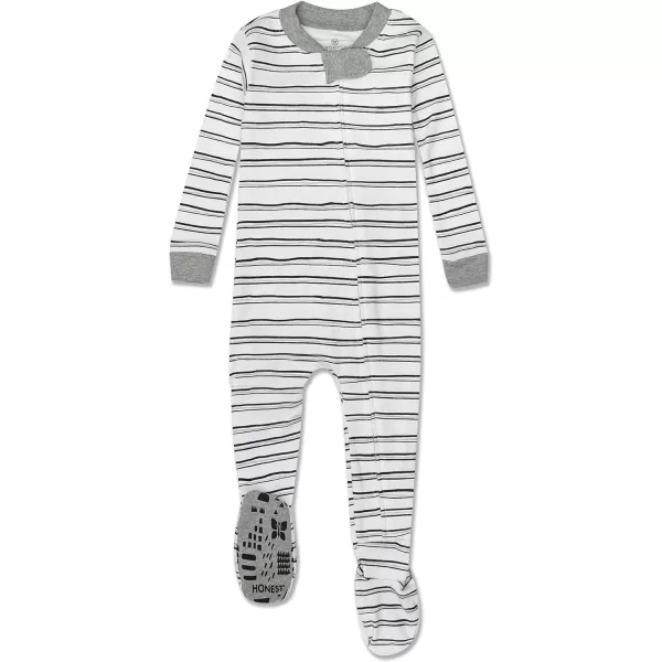 HonestBaby NonSlip Footed Pajamas OnePiece Sleeper Jumpsuit ZipFront 100 Organic Cotton Pjs for Baby Boys Legacy2pack Tossed SkullsSketchy Stripe