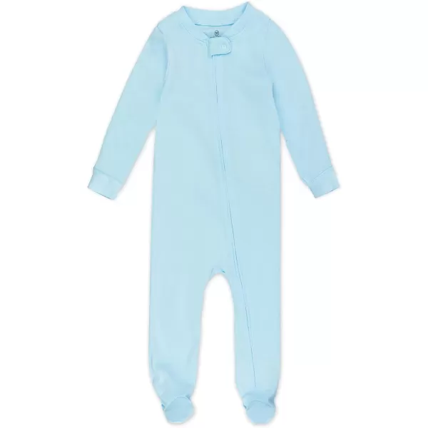 HonestBaby NonSlip Footed Pajamas OnePiece Sleeper Jumpsuit ZipFront 100 Organic Cotton Pjs for Baby Boys Legacy2pack Watercolor WorldTeal Blue