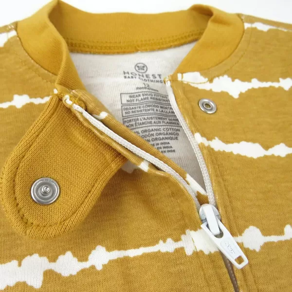 HonestBaby NonSlip Footed Pajamas OnePiece Sleeper Jumpsuit ZipFront 100 Organic Cotton Pjs for Baby Boys LegacyShibori Stripe Honey