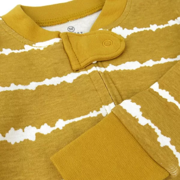 HonestBaby NonSlip Footed Pajamas OnePiece Sleeper Jumpsuit ZipFront 100 Organic Cotton Pjs for Baby Boys LegacyShibori Stripe Honey